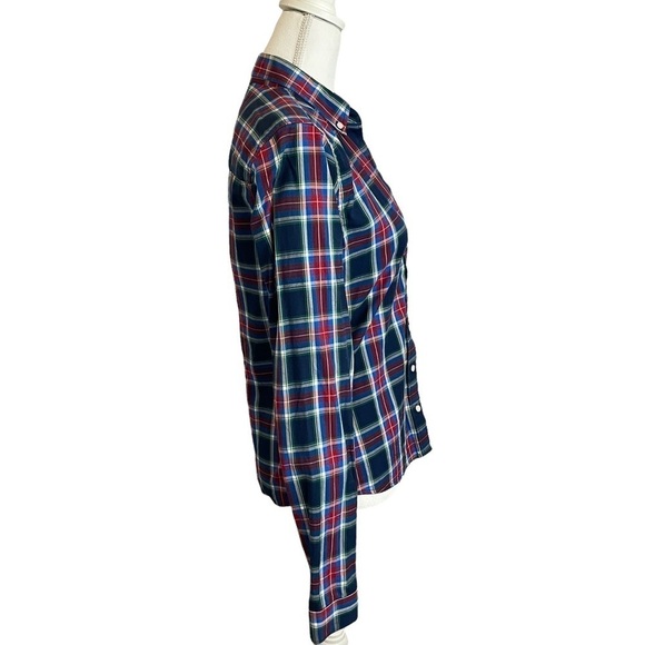 Abercrombie & Fitch Navy Blue Red Madris Cotton Long Sleeve Button-Up Shirt-Med. - Picture 7 of 12